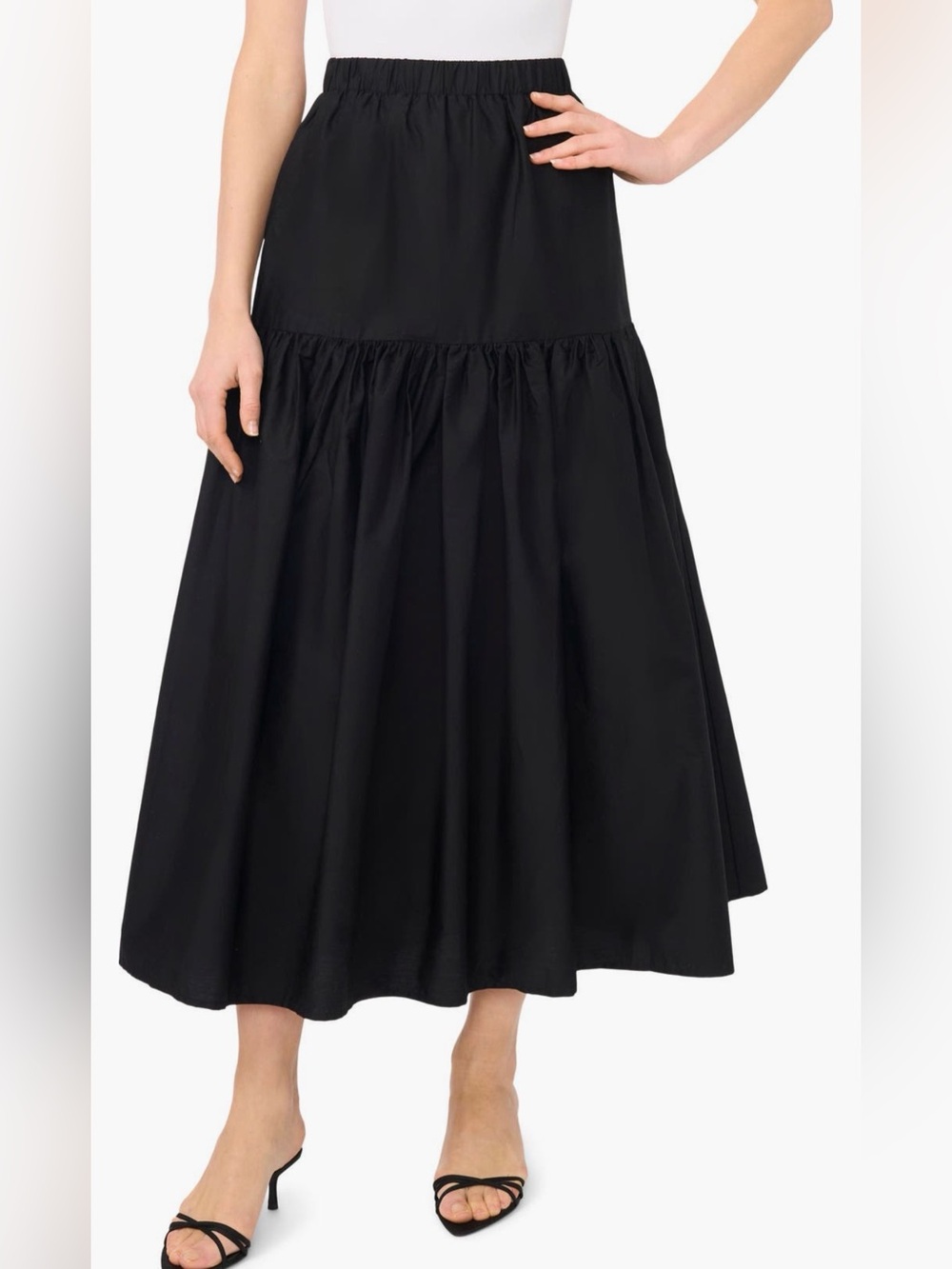 1. State Black Tiered Cotton Maxi Skirt NWT Size Large